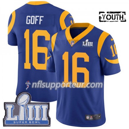 Maillot Enfant Los Angeles Rams Jared Goff 16 Nike Royal 2019 Super Bowl LIII
